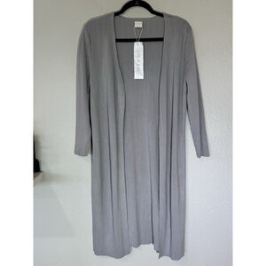 Silk & Salt Longline Ribbed Cardigan Soft Gray Duster NWT